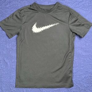 Nike Dri Fit Athletic T Shirt Girl Dark‎ Gray Short Sleeve Workout Tops